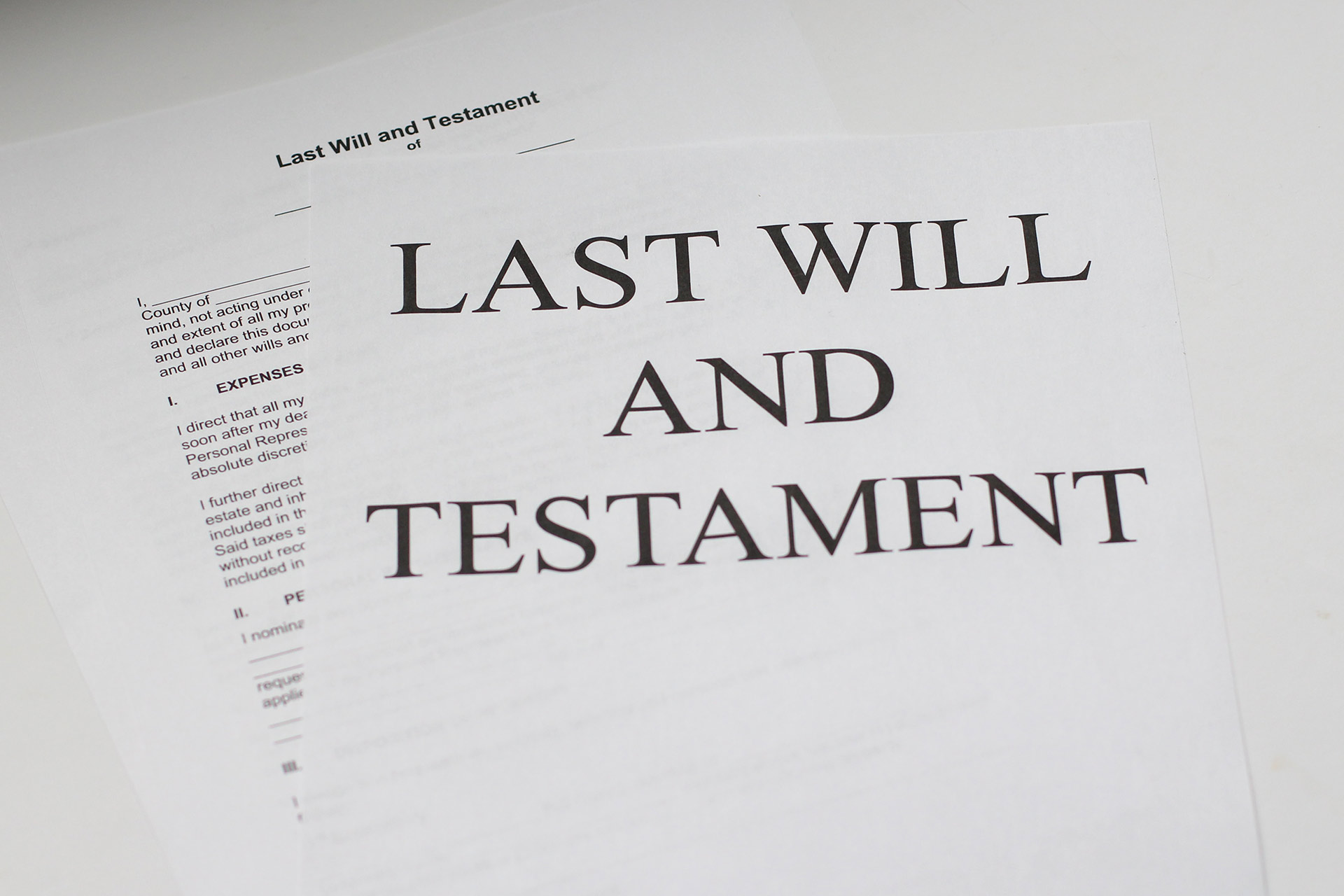 The importance of a will. Cover image of last will and testament